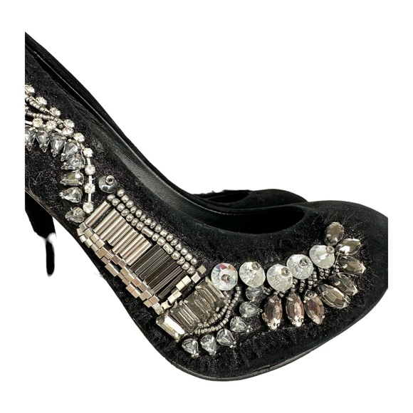 Dolce Vita Tavi Jeweled Suede Pumps High Heel Black Embellished Size 7 - Picture 8 of 14